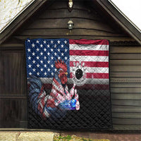 Bowling Rooster Quilt with Striking Pins and American Flag Feather Pattern - Wonder Print Shop
