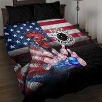 Bowling Rooster Quilt Bed Set with Striking Pins and American Flag Feather Pattern - Wonder Print Shop