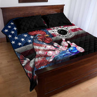 Bowling Rooster Quilt Bed Set with Striking Pins and American Flag Feather Pattern - Wonder Print Shop
