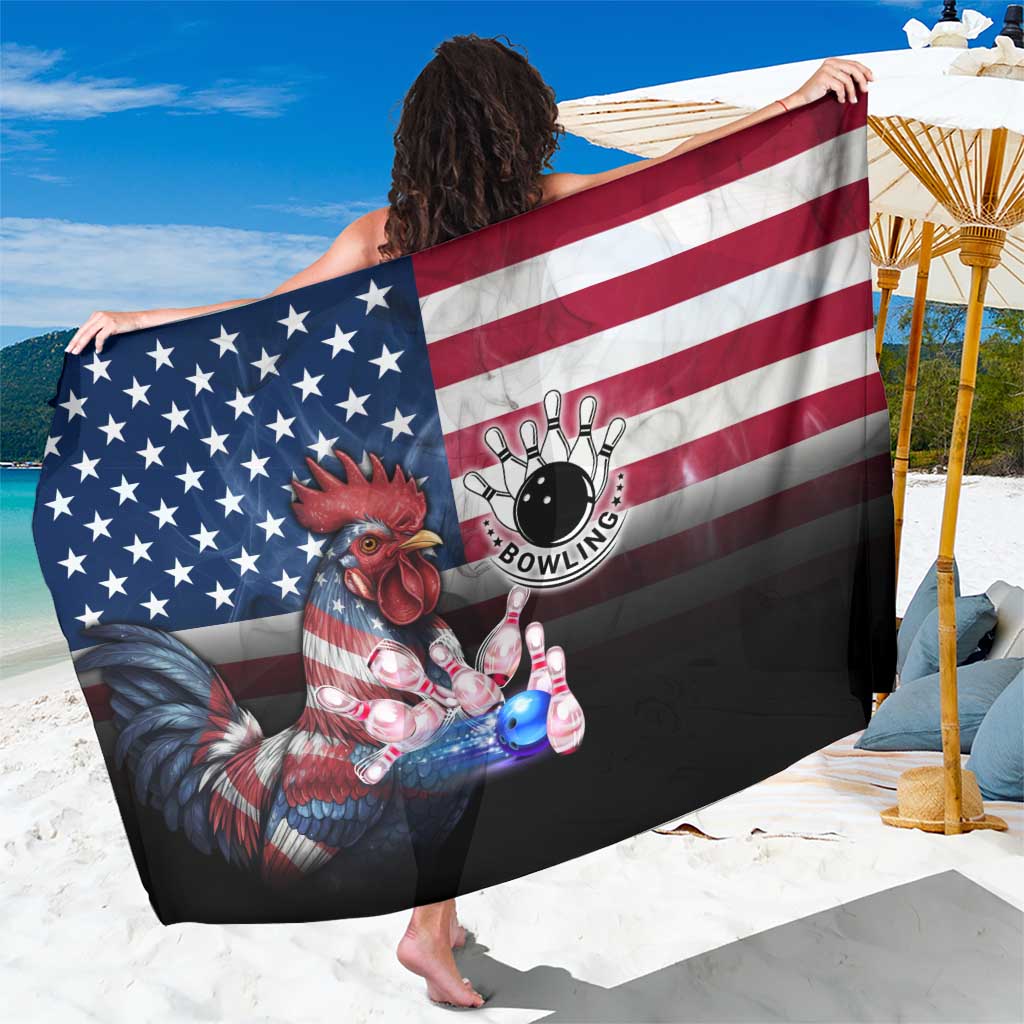 Bowling Rooster Sarong with Striking Pins and American Flag Feather Pattern - Wonder Print Shop