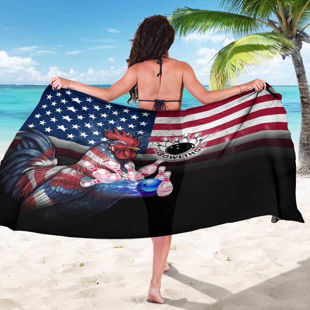 Bowling Rooster Sarong with Striking Pins and American Flag Feather Pattern - Wonder Print Shop