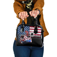Bowling Rooster Shoulder Handbag with Striking Pins and American Flag Feather Pattern - Wonder Print Shop