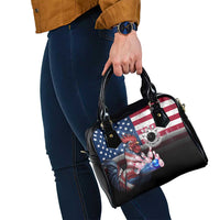 Bowling Rooster Shoulder Handbag with Striking Pins and American Flag Feather Pattern - Wonder Print Shop