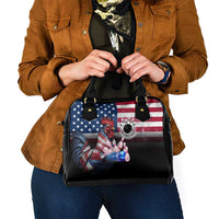 Bowling Rooster Shoulder Handbag with Striking Pins and American Flag Feather Pattern - Wonder Print Shop