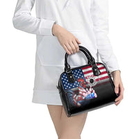 Bowling Rooster Shoulder Handbag with Striking Pins and American Flag Feather Pattern - Wonder Print Shop