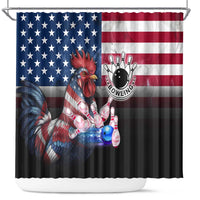 Bowling Rooster Shower Curtain with Striking Pins and American Flag Feather Pattern - Wonder Print Shop