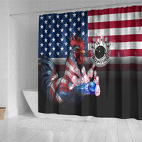Bowling Rooster Shower Curtain with Striking Pins and American Flag Feather Pattern - Wonder Print Shop
