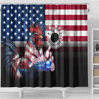 Bowling Rooster Shower Curtain with Striking Pins and American Flag Feather Pattern - Wonder Print Shop