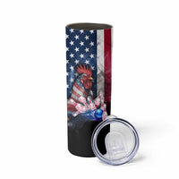 Bowling Rooster Skinny Tumbler with Striking Pins and American Flag Feather Pattern - Wonder Print Shop