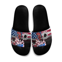 Bowling Rooster Slide Sandals with Striking Pins and American Flag Feather Pattern - Wonder Print Shop