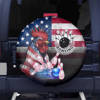 Bowling Rooster Spare Tire Cover with Striking Pins and American Flag Feather Pattern - Wonder Print Shop