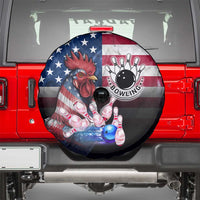 Bowling Rooster Spare Tire Cover with Striking Pins and American Flag Feather Pattern - Wonder Print Shop