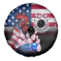 Bowling Rooster Spare Tire Cover with Striking Pins and American Flag Feather Pattern - Wonder Print Shop