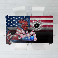 Bowling Rooster Tablecloth with Striking Pins and American Flag Feather Pattern - Wonder Print Shop