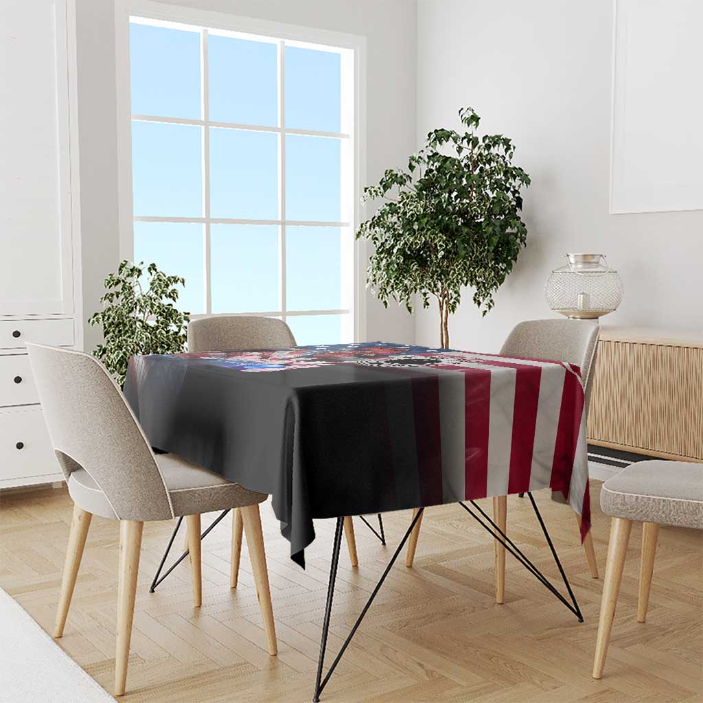 Bowling Rooster Tablecloth with Striking Pins and American Flag Feather Pattern - Wonder Print Shop