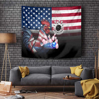 Bowling Rooster Tapestry with Striking Pins and American Flag Feather Pattern - Wonder Print Shop