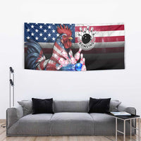Bowling Rooster Tapestry with Striking Pins and American Flag Feather Pattern - Wonder Print Shop