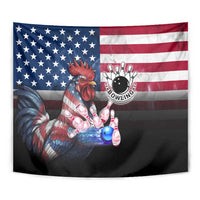 Bowling Rooster Tapestry with Striking Pins and American Flag Feather Pattern - Wonder Print Shop