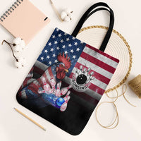 Bowling Rooster Tote Bag with Striking Pins and American Flag Feather Pattern - Wonder Print Shop