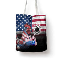 Bowling Rooster Tote Bag with Striking Pins and American Flag Feather Pattern - Wonder Print Shop