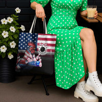 Bowling Rooster Tote Bag with Striking Pins and American Flag Feather Pattern - Wonder Print Shop