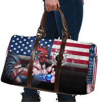 Bowling Rooster Travel Bag with Striking Pins and American Flag Feather Pattern - Wonder Print Shop