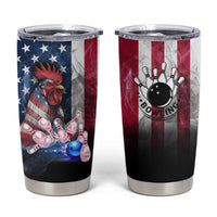 Bowling Rooster Tumbler Cup with Striking Pins and American Flag Feather Pattern - Wonder Print Shop