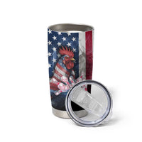 Bowling Rooster Tumbler Cup with Striking Pins and American Flag Feather Pattern - Wonder Print Shop