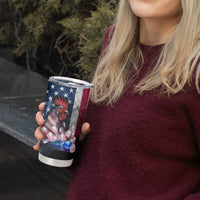 Bowling Rooster Tumbler Cup with Striking Pins and American Flag Feather Pattern - Wonder Print Shop