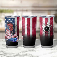 Bowling Rooster Tumbler Cup with Striking Pins and American Flag Feather Pattern - Wonder Print Shop