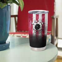 Bowling Rooster Tumbler Cup with Striking Pins and American Flag Feather Pattern - Wonder Print Shop