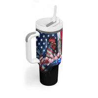 Bowling Rooster Tumbler With Handle with Striking Pins and American Flag Feather Pattern - Wonder Print Shop