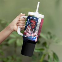 Bowling Rooster Tumbler With Handle with Striking Pins and American Flag Feather Pattern - Wonder Print Shop