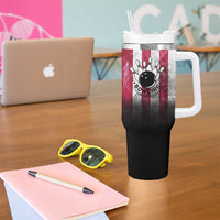 Bowling Rooster Tumbler With Handle with Striking Pins and American Flag Feather Pattern - Wonder Print Shop