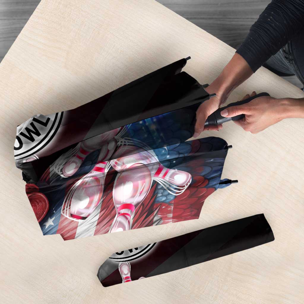 Bowling Rooster Umbrella with Striking Pins and American Flag Feather Pattern - Wonder Print Shop