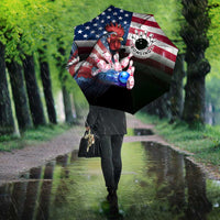 Bowling Rooster Umbrella with Striking Pins and American Flag Feather Pattern - Wonder Print Shop