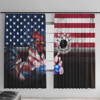 Bowling Rooster Window Curtain with Striking Pins and American Flag Feather Pattern - Wonder Print Shop