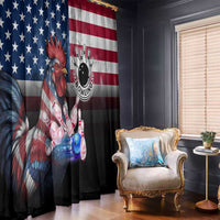 Bowling Rooster Window Curtain with Striking Pins and American Flag Feather Pattern - Wonder Print Shop