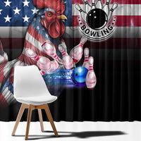 Bowling Rooster Window Curtain with Striking Pins and American Flag Feather Pattern - Wonder Print Shop
