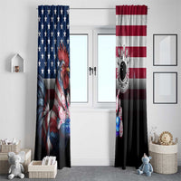 Bowling Rooster Window Curtain with Striking Pins and American Flag Feather Pattern - Wonder Print Shop