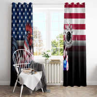 Bowling Rooster Window Curtain with Striking Pins and American Flag Feather Pattern - Wonder Print Shop