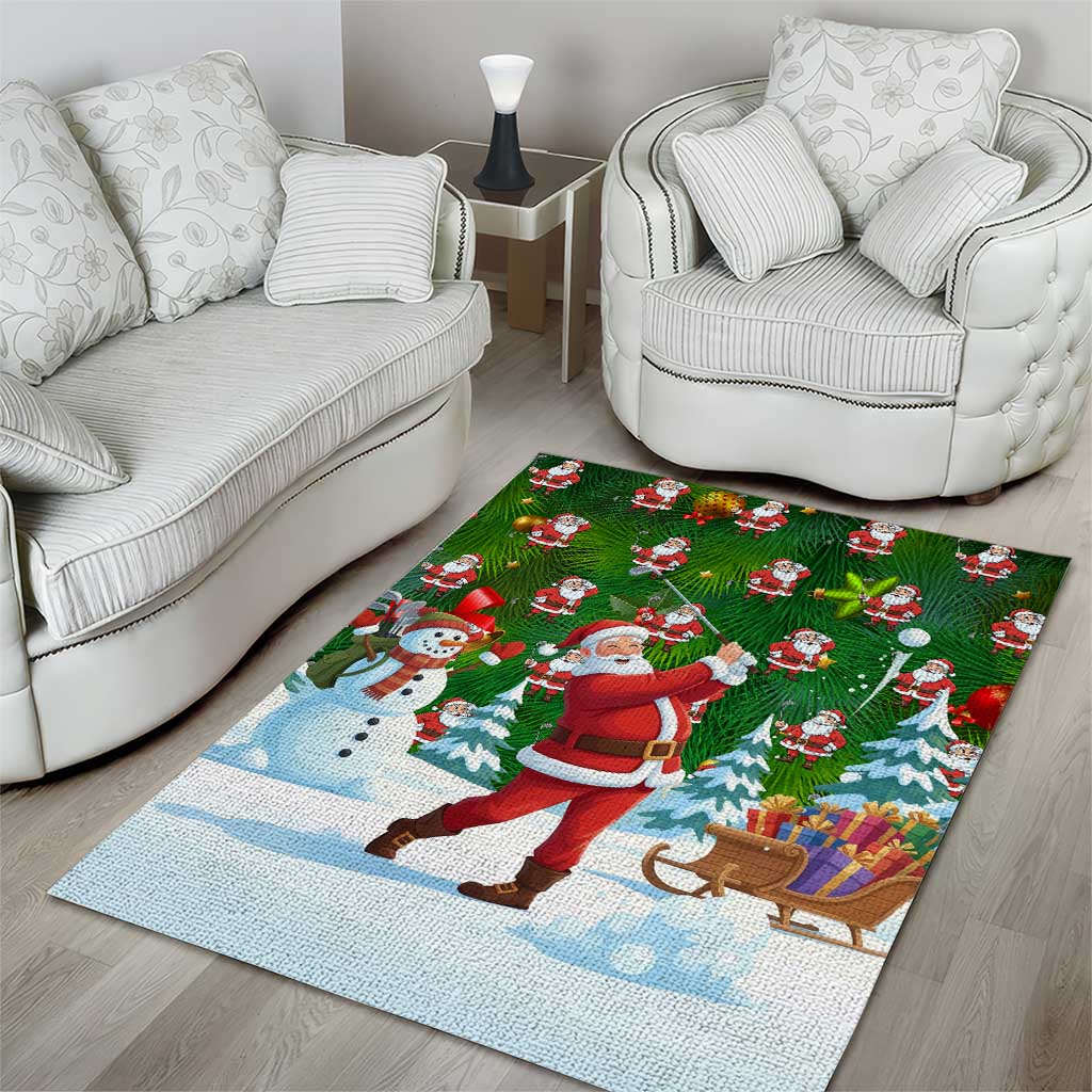 Funny Christmas Golf Shirt Mens Golf Area Rug Santa Golfer Christmas - Wonder Print Shop