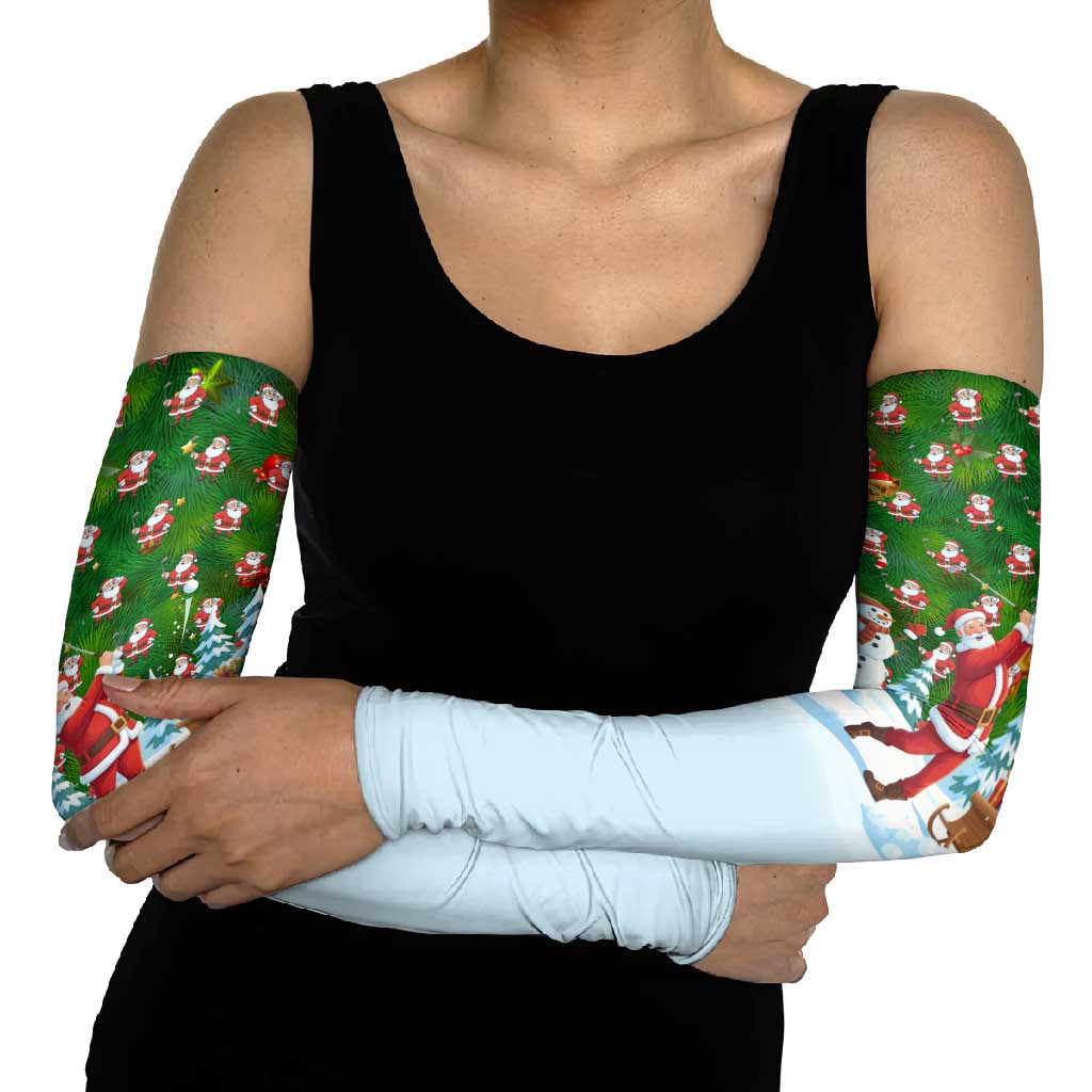 Funny Christmas Golf Shirt Mens Golf Arm Sleeves Santa Golfer Christmas - Wonder Print Shop