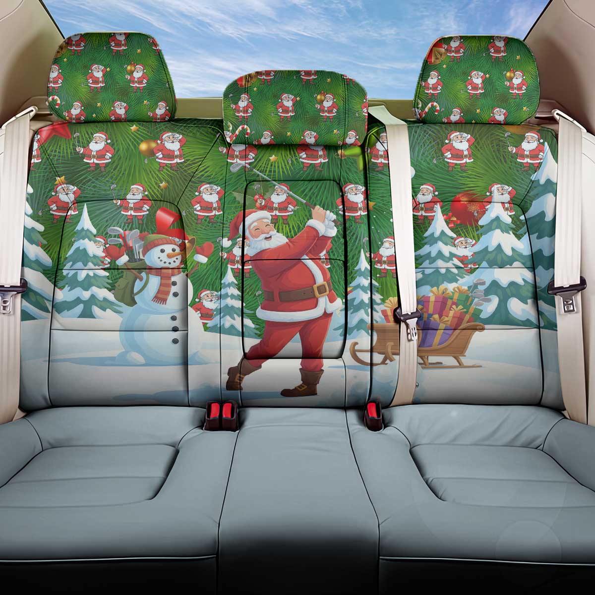 Funny Christmas Golf Shirt Mens Golf Back Car Seat Cover Santa Golfer Christmas - Wonder Print Shop