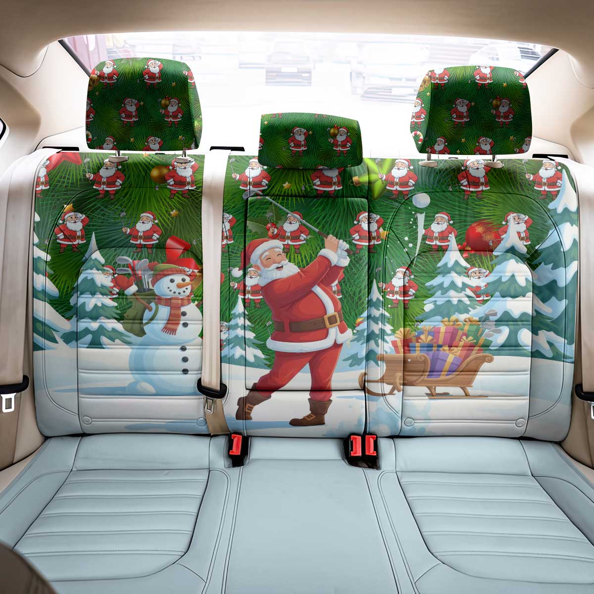 Funny Christmas Golf Shirt Mens Golf Back Car Seat Cover Santa Golfer Christmas - Wonder Print Shop