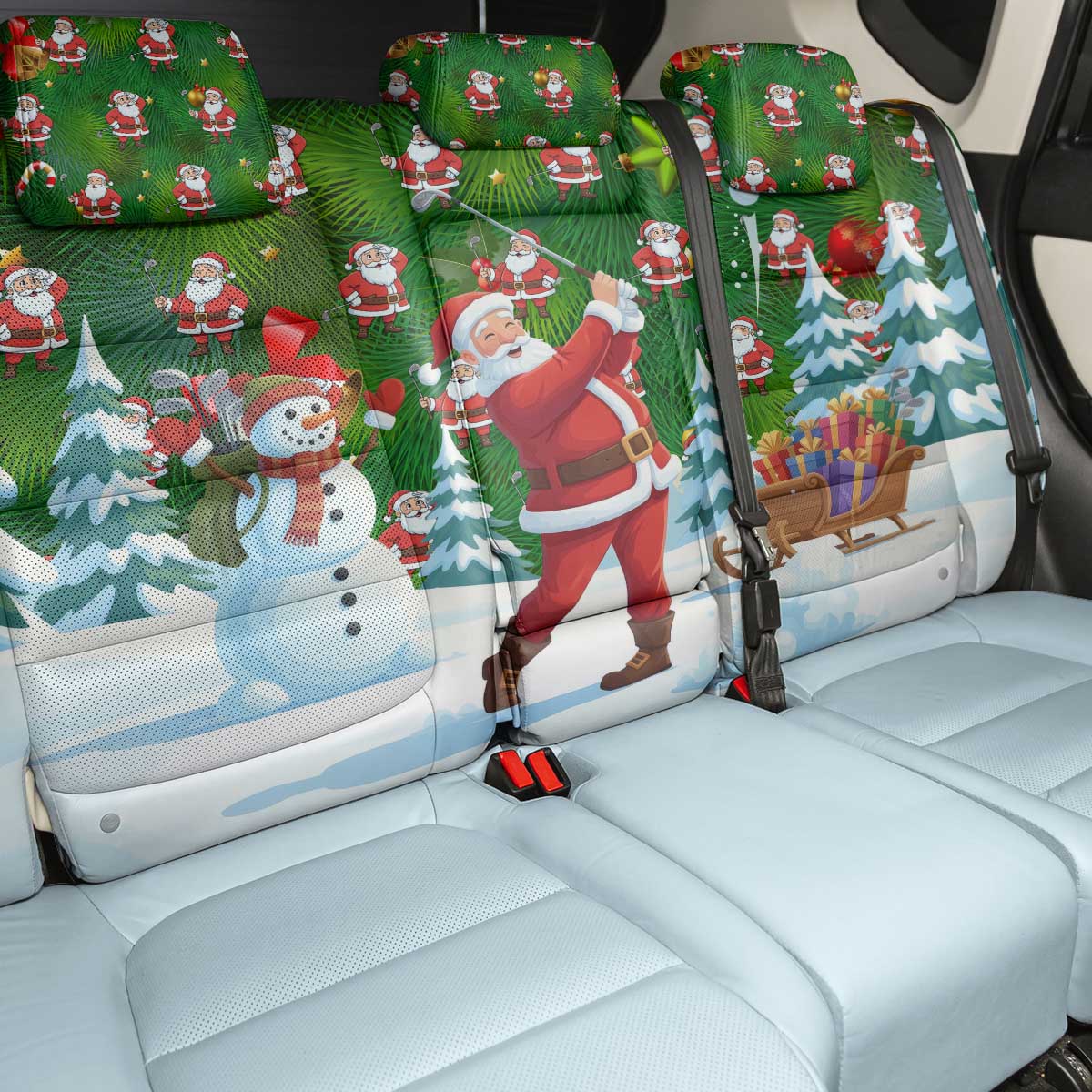 Funny Christmas Golf Shirt Mens Golf Back Car Seat Cover Santa Golfer Christmas - Wonder Print Shop