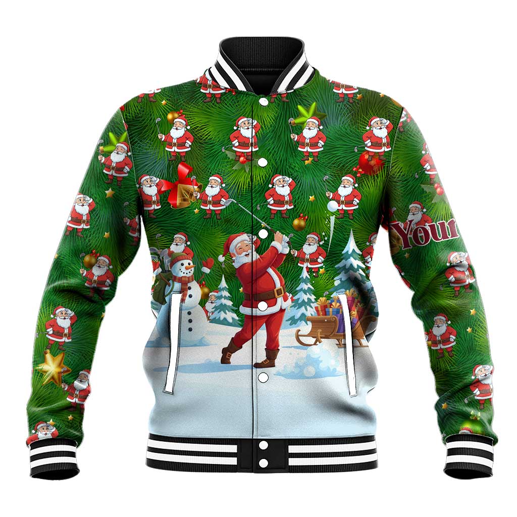 Custom Funny Christmas Golf Shirt Mens Golf Baseball Jacket Santa Golfer Christmas - Wonder Print Shop