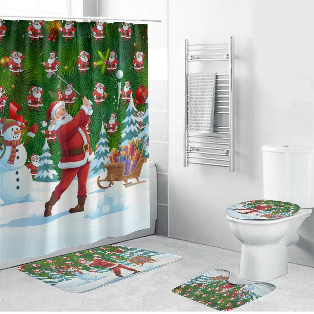 Funny Christmas Golf Shirt Mens Golf Bathroom Set Santa Golfer Christmas - Wonder Print Shop