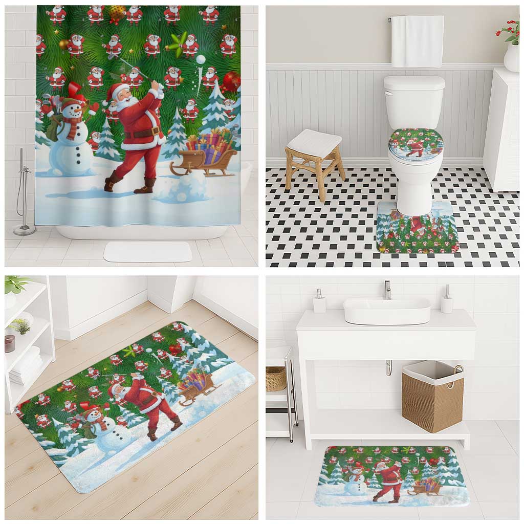 Funny Christmas Golf Shirt Mens Golf Bathroom Set Santa Golfer Christmas - Wonder Print Shop