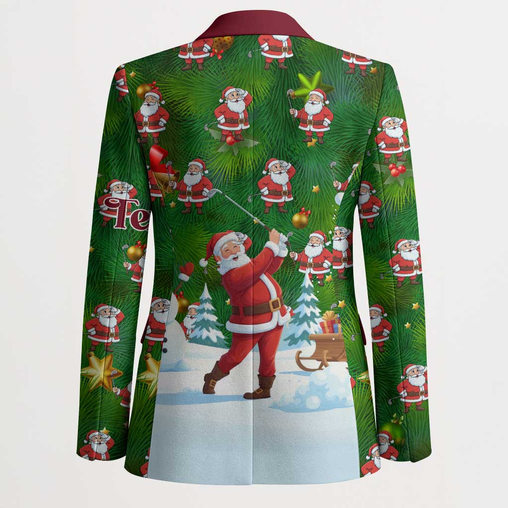 Custom Funny Christmas Golf Shirt Mens Golf Blazer Santa Golfer Christmas - Wonder Print Shop